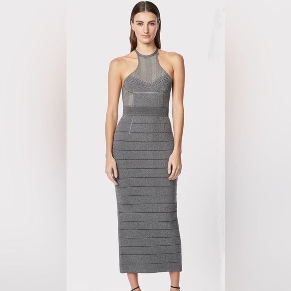 Herve Leger Dresses & Skirts - Herve Leger Textured Sheer Bustier Halter Gown